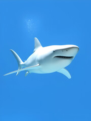 Obraz premium Grand requin blanc avec transparence, sans background