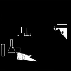 Science lab equipment illustration for chemistry research and scientific experiment vector graphic design 
