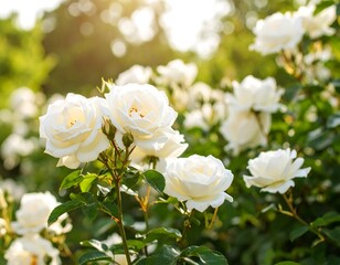 Obraz premium White roses in sunlight