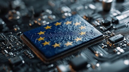 European Union Flag on a Microchip: Navigating Technology and Geopolitics in the EU