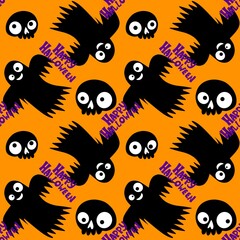 Halloween ghost seamless cute cartoon pattern for wrapping paper and fabrics