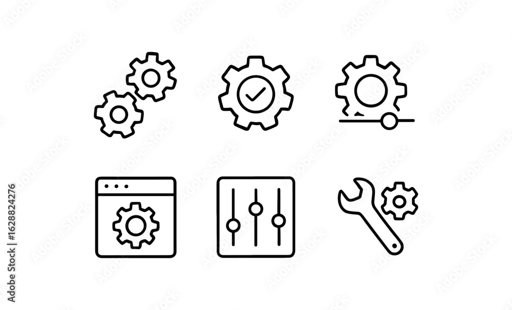 Poster minimalist configuration icons for interface settings and tools