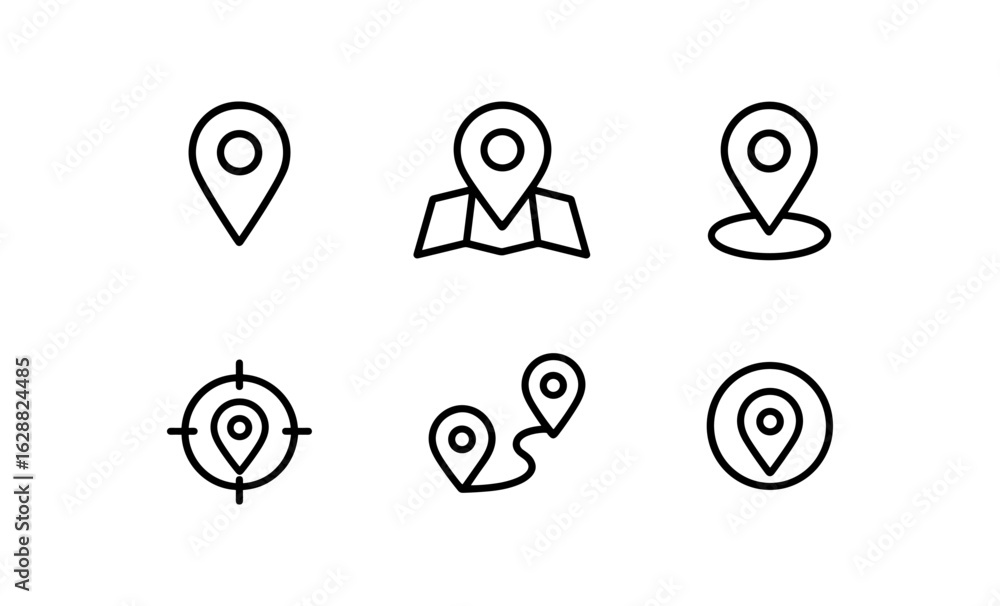 Poster minimalist location icons set for maps and navigation designs