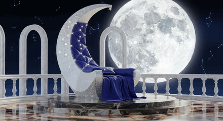 elegant design chair with moon background