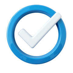 Blue Circular Checkmark Icon with White Tick on Transparent Background