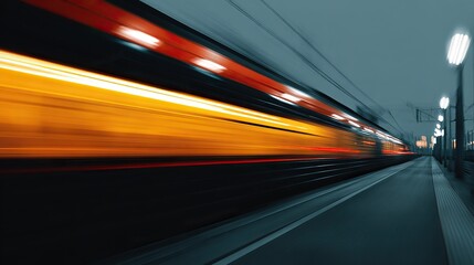 Fototapeta premium High-Speed Train Streaking Through Station
