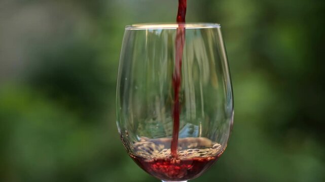 red wine being poured into a wine glass