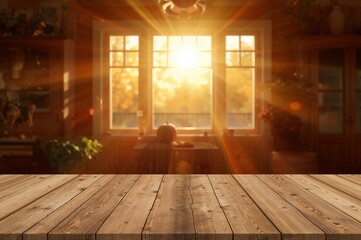 Fototapeta premium Warm Autumn Sunlight Through The Window
