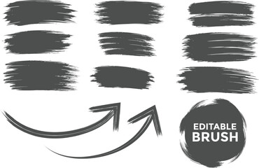 Set of vector Paint Brush Stroke Texture Isolated on white background. re and round freehand drawings. Ink splatters, gru painted lines, artistic design elements. Vector paintbrush set.