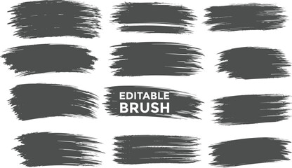 Obraz premium Set of vector Paint Brush Stroke Texture Isolated on white background. re and round freehand drawings. Ink splatters, gru painted lines, artistic design elements. Vector paintbrush set.
