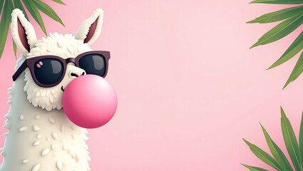 Cool Llama with Bubblegum
