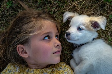 Girl and Puppy: A Loving Glance