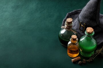 Witchy Potion Bottles And Hat