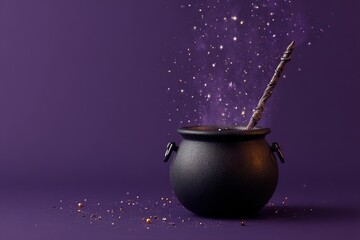 Magical Cauldron With Sparkling Effects