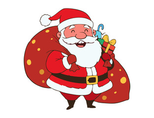 vector santa claus with a bag