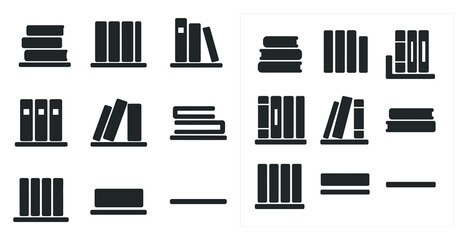 Library and books solid icons set – filled, flat, and education symbols