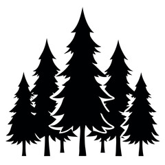 Fototapeta premium Bundle of 10 pine tree silhouettes with wild spiky details isolated on white background silhouette
