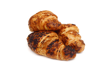 Fresh and tasty croissant over white background