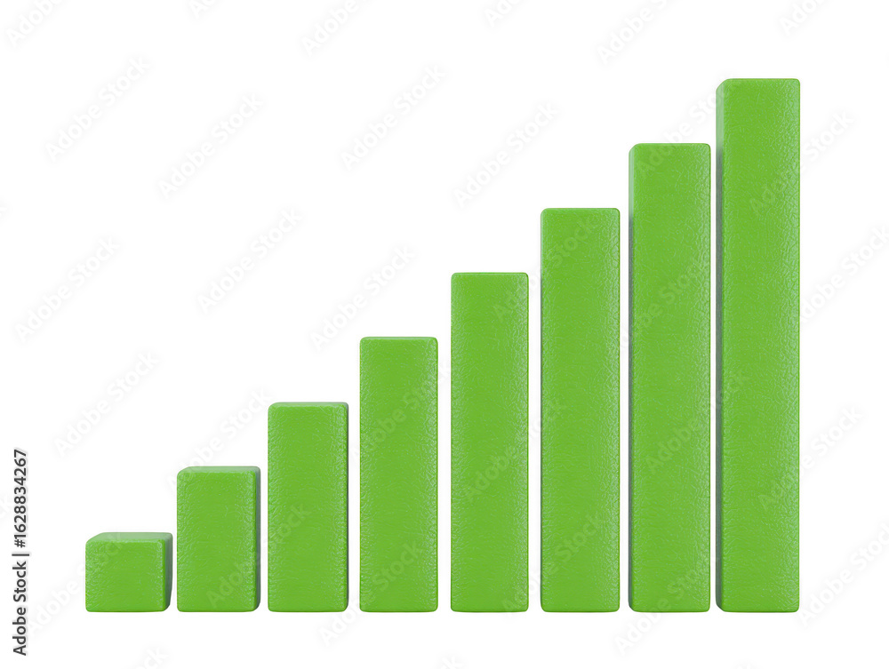 Aufkleber green bar graph representing growth and progress, showcasing increasing values in visually appealing