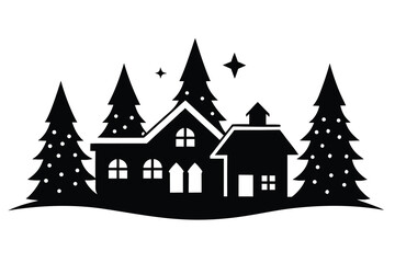 christmas village vector icon