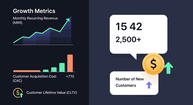 Growth And Business Metrics Displayed With Financial Data Representation
