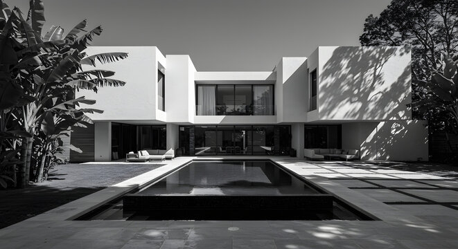 Modern architecture house design luxury home exterior pool villa black and white architecture style