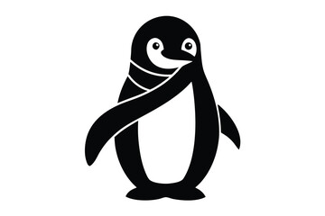 penguin wearing scarf vector icon