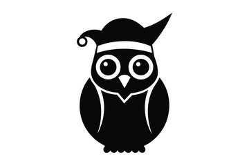owl with santa hat vector icon