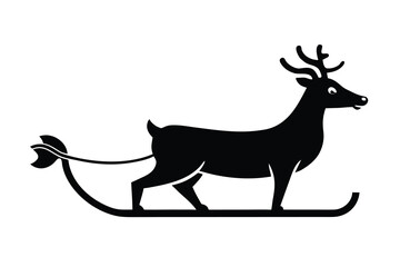 reindeer with sleigh vector icon