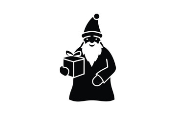 santa holding gift vector icon