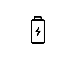 Fototapeta premium Simple battery icon with lightning bolt symbol, representing energy and power. This design is ideal for technology related themes and energy concepts