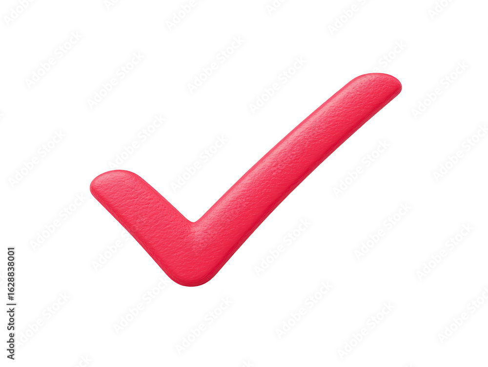 Poster vibrant red check mark symbolizing approval and success, designed with textured finish for modern lo