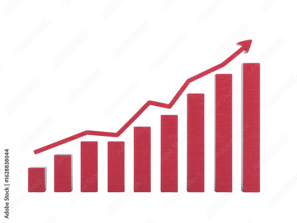 Poster stylized bar graph with upward trend, representing growth and progress in business or finance. bars 