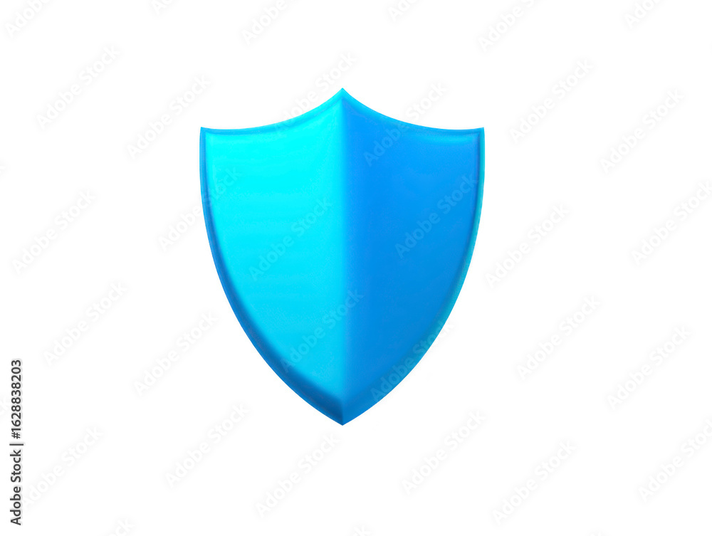 Poster blue shield icon representing protection and security, symbolizing safety and defense in various con
