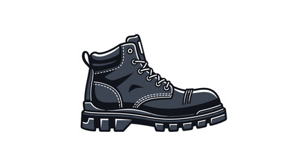 Single rugged leather boot illustration, isolated on white, classic workwear design, emphasizing durability and timeless utility