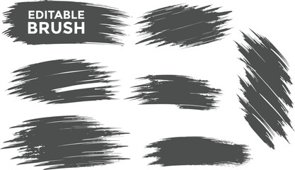 Set of virous ink brush strokes. Texture Isolated on white background. re and round freehand drawings. Ink splatters, grun painted lines, artistic design elements. Vecto paintbrush set.