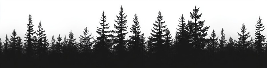 Obraz premium Modern nature design featuring a panoramic view of a realistic forest silhouette