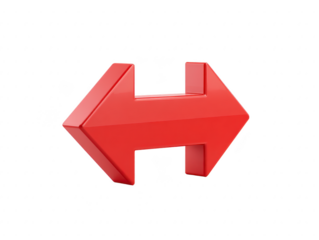 Vibrant red arrow symbolizing direction and movement, designed with modern 3D effect. This graphic element can be used in various contexts, such as navigation or signage