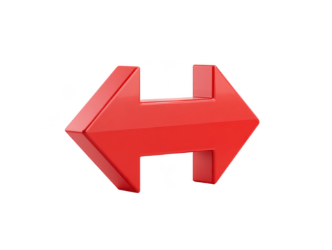 Vibrant red arrow symbolizing direction and movement, designed with modern 3D effect. This graphic element can be used in various contexts, such as navigation or signage - Powered by Adobe