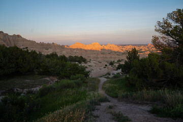 Badlands National Park, Douth Dakota, during golden hour