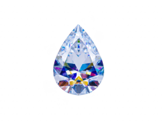 Stunning teardrop shaped diamond glistens with brilliant facets, showcasing spectrum of colors and reflections. This exquisite gem symbolizes elegance and luxury, perfect for jewelry design