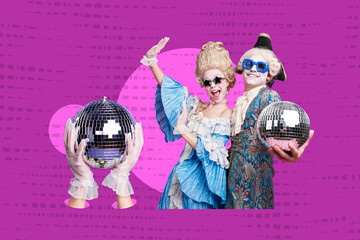 Pop zine full 3d artwork collage of two happy duke duchess dance weekend occasion relax party...