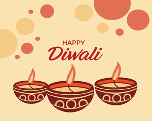 Happy Diwali Illustration with Decorative Diya Lamps and Festive Background Elements Celebration of Lights and Prosperity