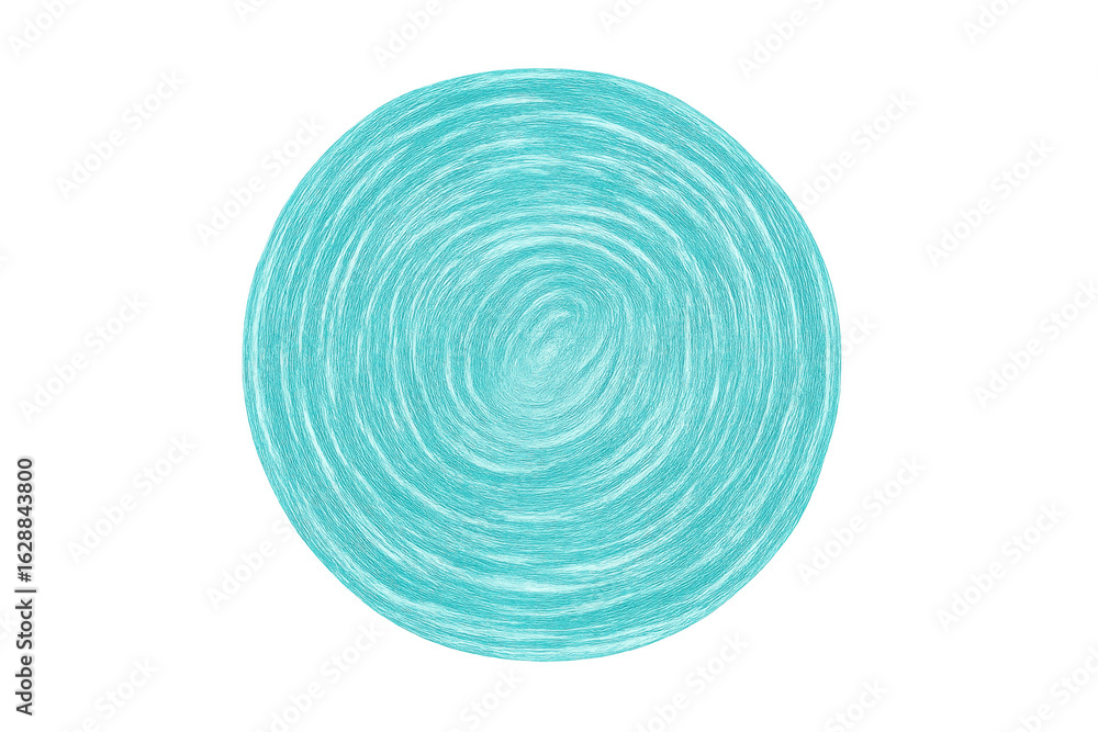 Poster turquoise hand-drawn concentric circles creating a vortex effect on a transparent background, ideal 