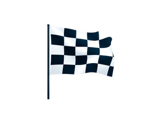 Fototapeta premium Checkered flag symbolizes victory and completion in racing events, featuring distinctive black and white pattern. It is often waved at finish line to celebrate winner