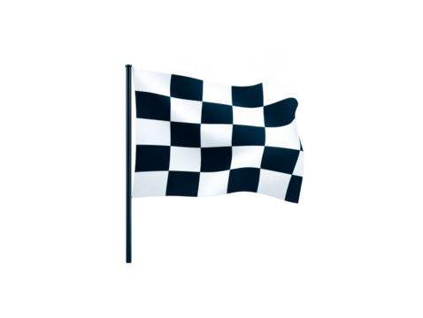 Checkered flag symbolizes victory and completion in racing events, featuring distinctive black and white pattern. It is often waved at finish line to celebrate winner - Powered by Adobe