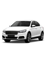 Obraz premium White sedan front view