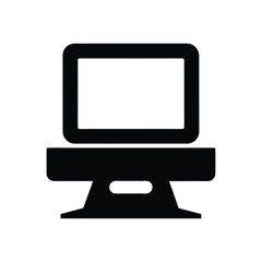 Desktop Computer Silhouette Illustration on White Background