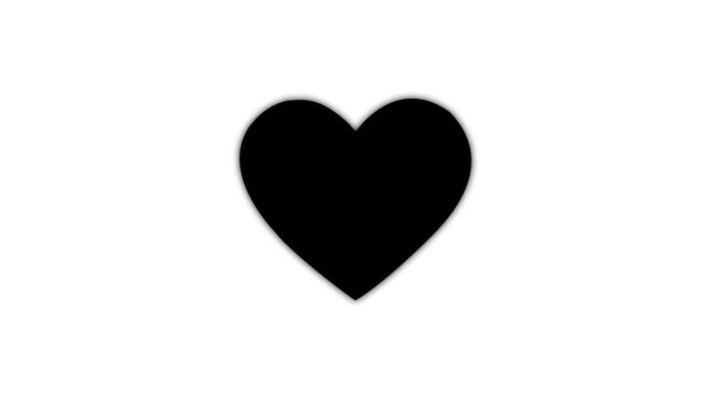 Heartbeat animation. Black heart beating on white background in 4k format. Beating heart sign animation. Concept of love. Heart health concept.