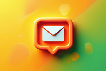 Fototapeta premium Vibrant Email Notification Icon on Abstract Background A 3D Render of a Message Bubble Symbolizing Digital Communication and Online Correspondence for Modern Technology
